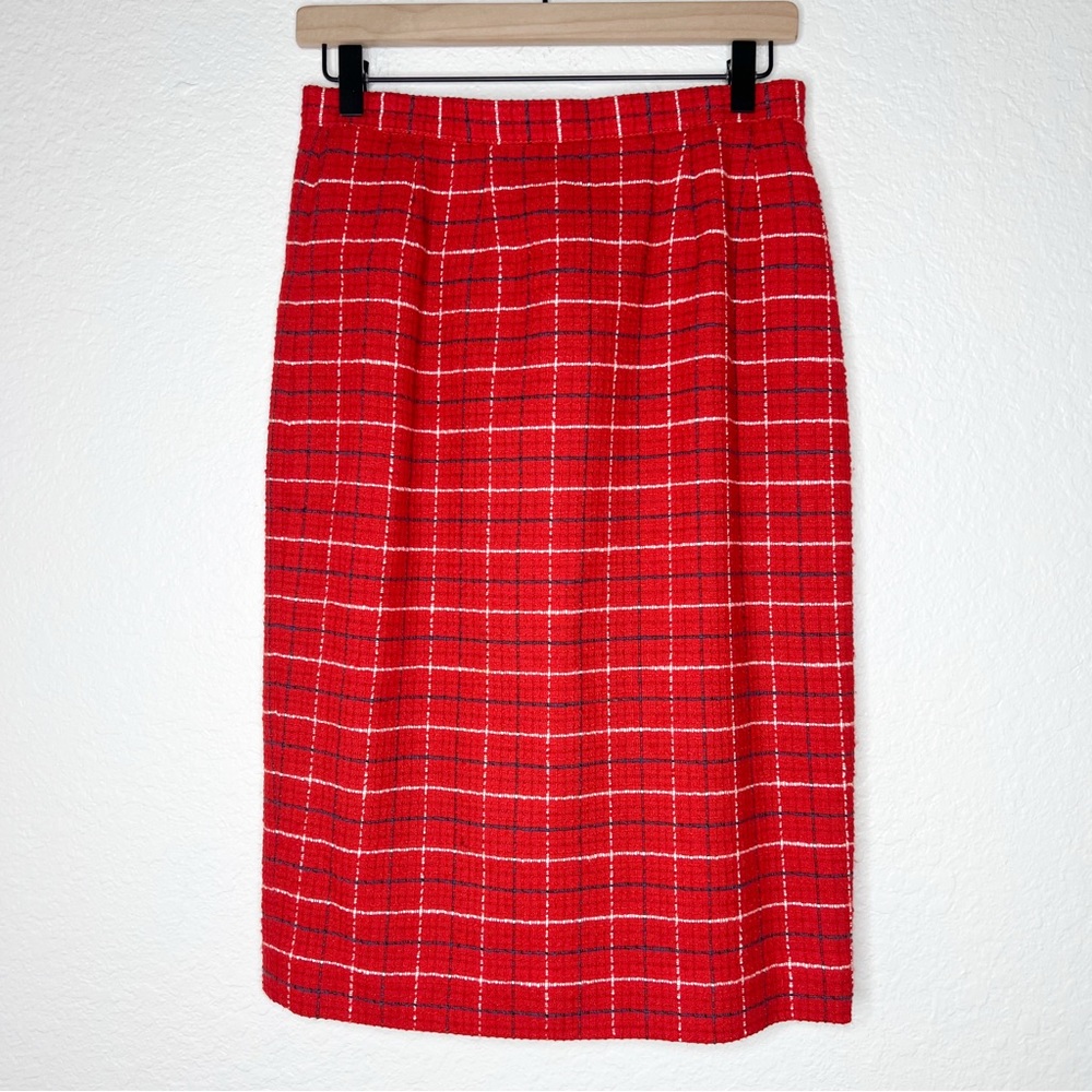 Vintage Carlisle Red Plaid Skirt Wool Blend size 4